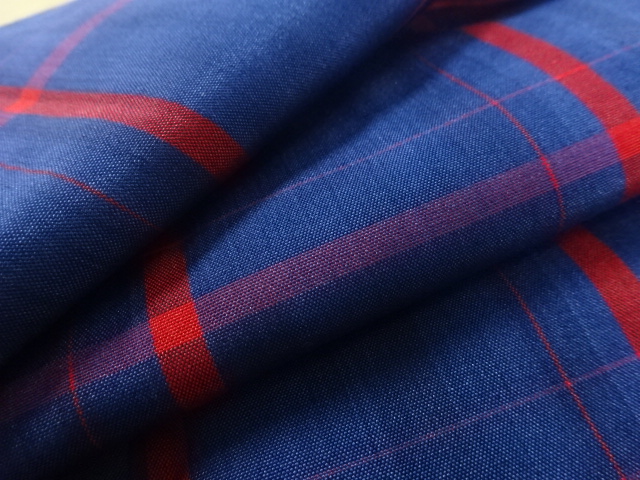  格子織り出し米沢紬着物・道行コートアンサンブル